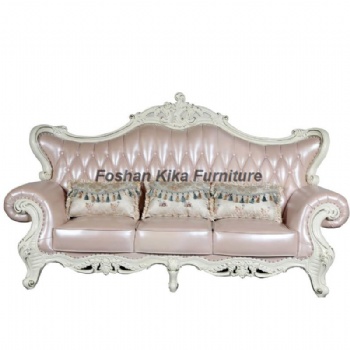 White Antique Leather Sofa