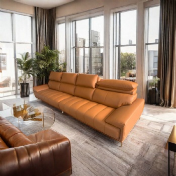 Caramel Color Leather Sofa
