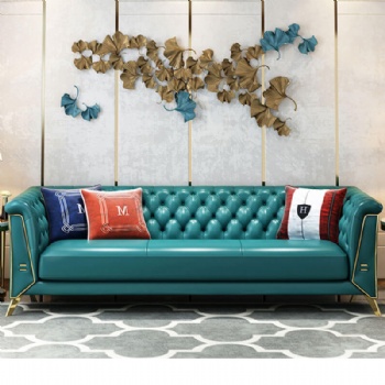 Green leather Couch